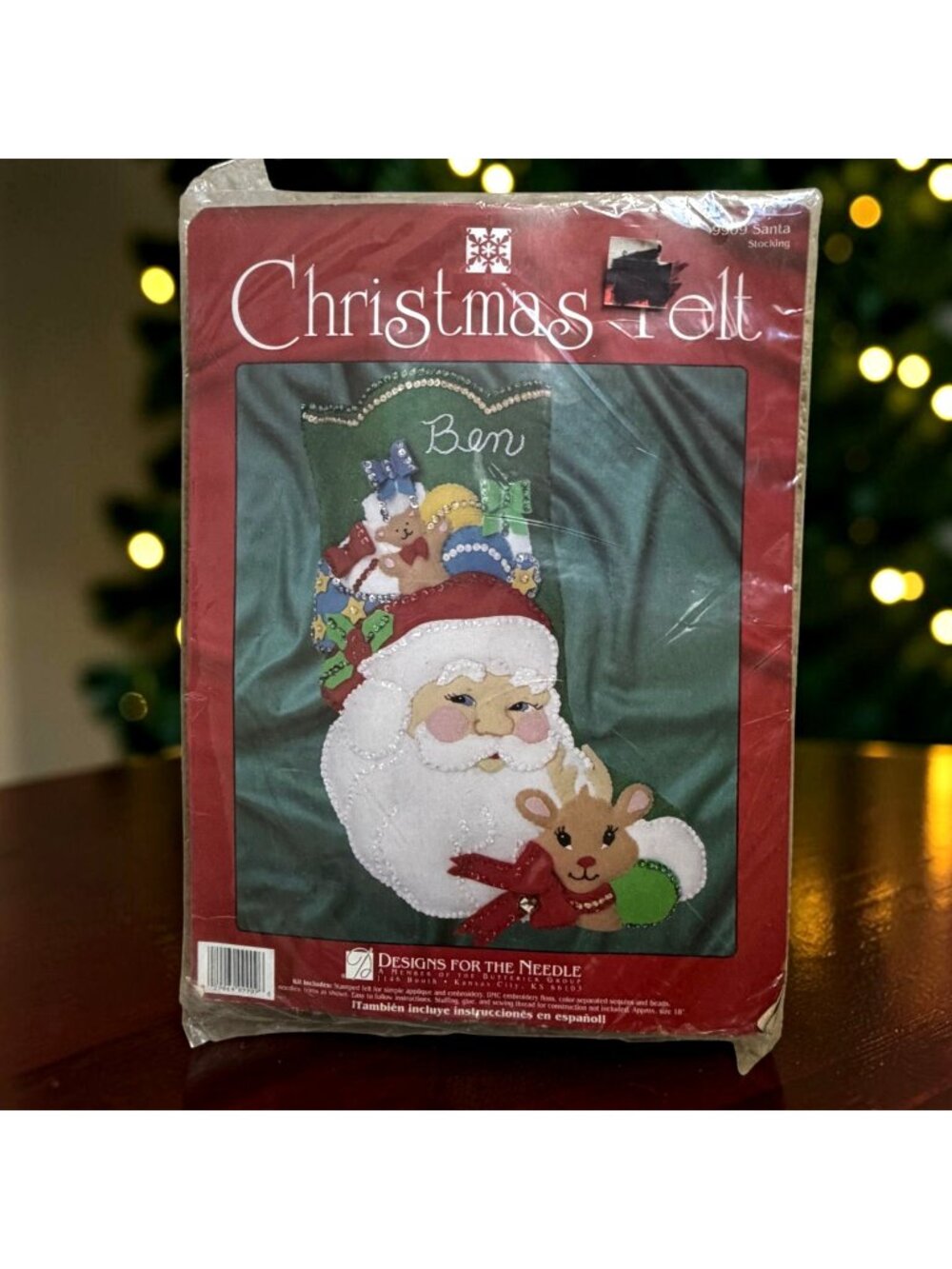 Vintage 1993 Designs for the Needle Santa Claus 18" Felt Stocking Craft Kit NEW